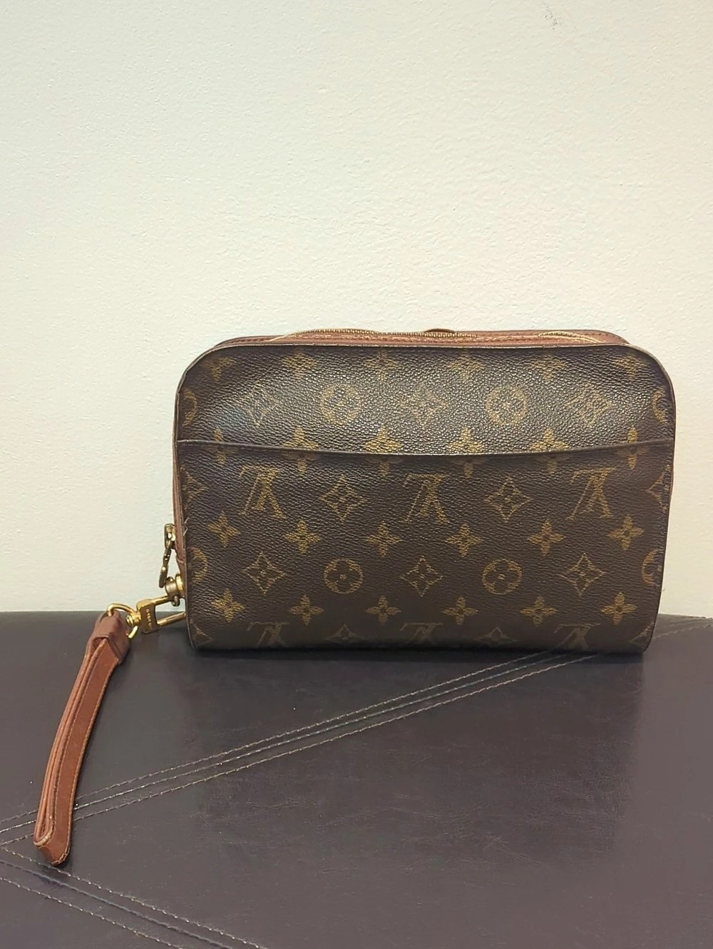 Louis Vuitton Compiègne 23 Monogram Wristlet Brown & Gold 10Wx8L